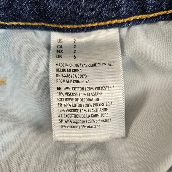 AE American Eagle Jean Skirt Women 2 Blue Y2K Hi Rise A Line Button Fly Pocket - Picture 7 of 10